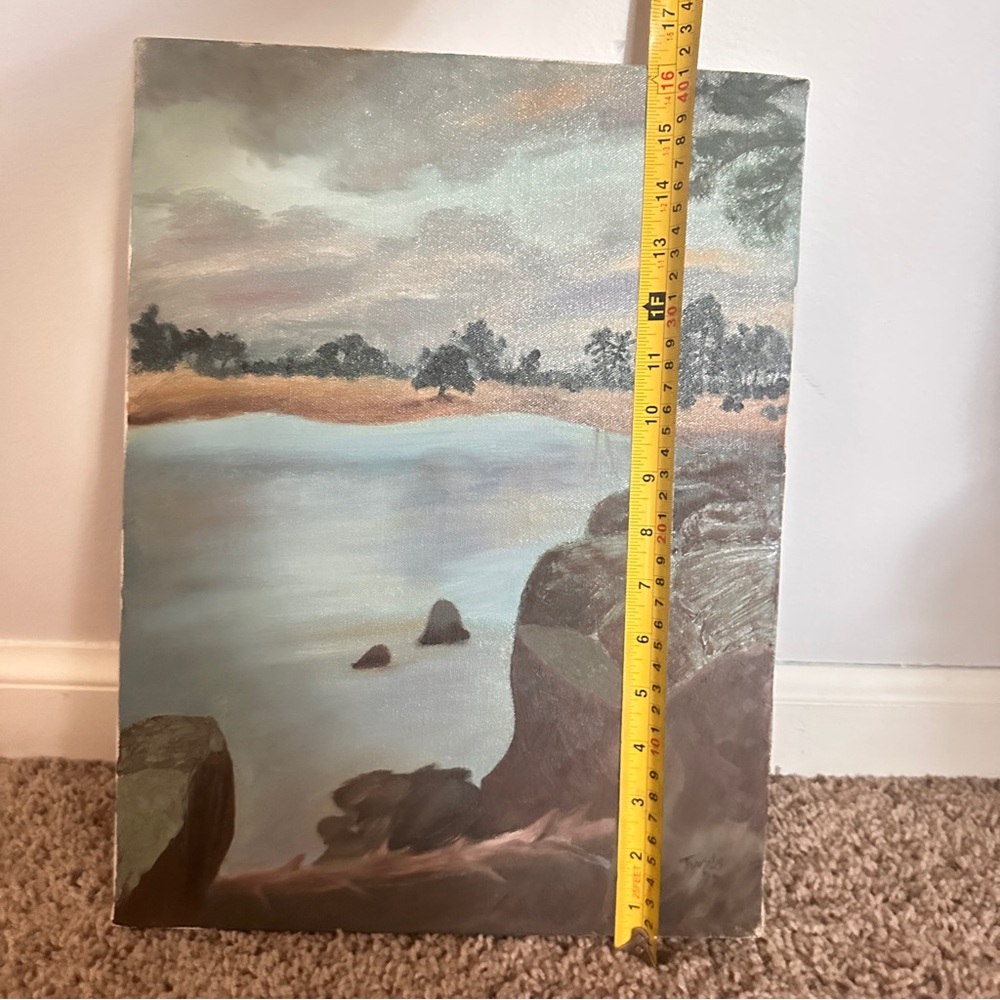 Handmade Serene Landscape Canvas Art signed dated - Picture 4 of 4
